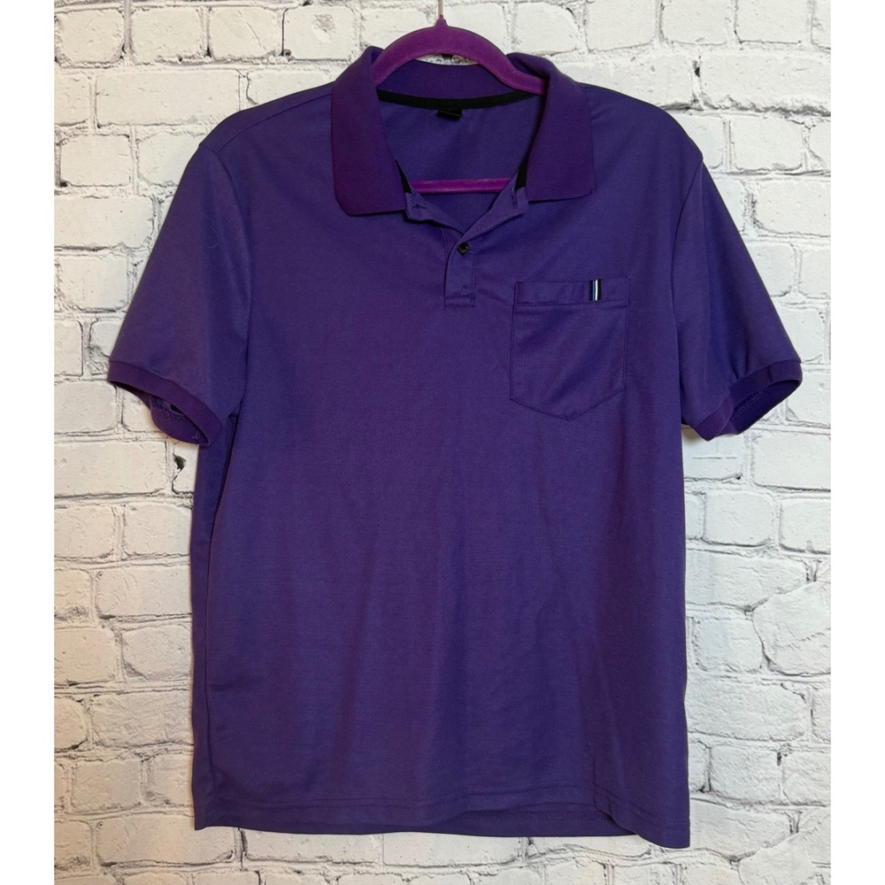 MANFINITY Men Purple Short Sleeve Collared‎ Pocket Polo Shirt Size Small